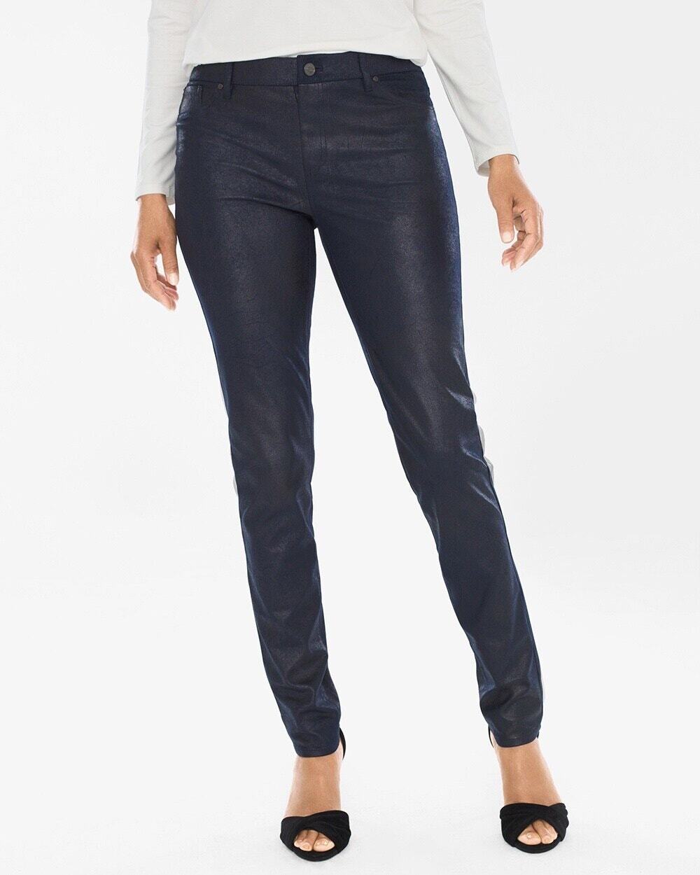Chico's Women's Black Faux Suede Skinny Leg Knit Pull On Pants - Size 0 (Small)